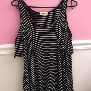 Black and White Striped Off the Shoulder Top